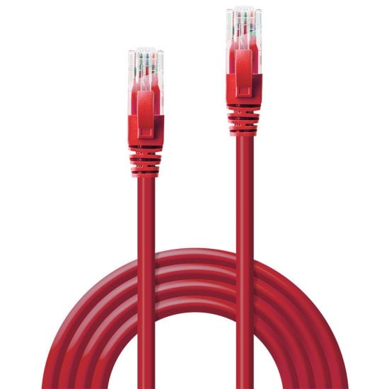 0.5m Red Cat6 RJ45 U/UTP LSZH 24 AWG Snagless Booted