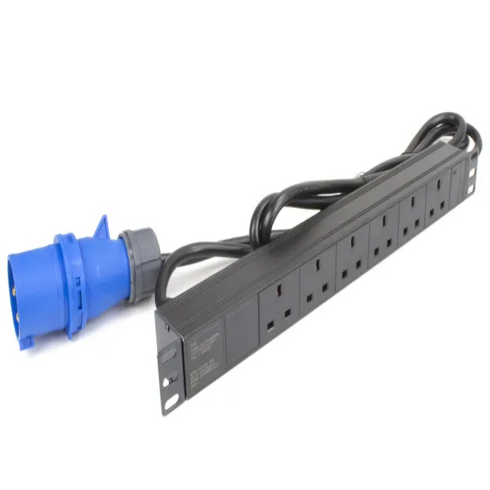 Wire Technologies PDU<br>3m, 1U, 16A-C to UK 3 PIN x 6