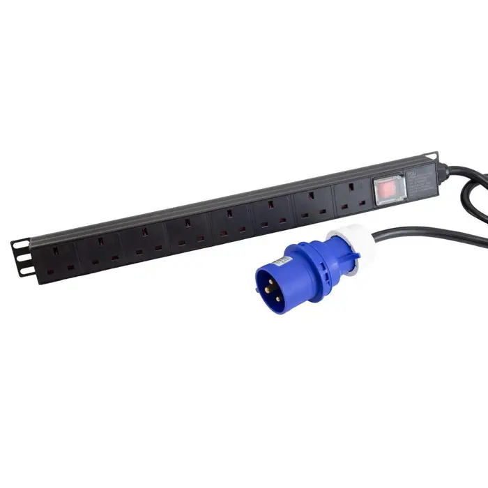 Wire Technologies PDU<br>3m, 1U, 32A-C to UK 3 PIN x 8