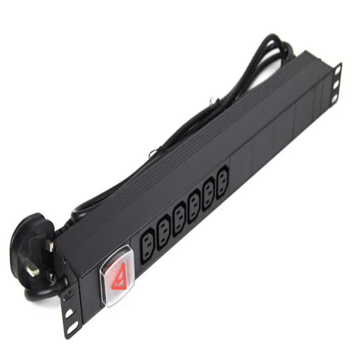 Wire Technologies PDU<br>2m, 1U, C14 to UK 3 PIN x 6
